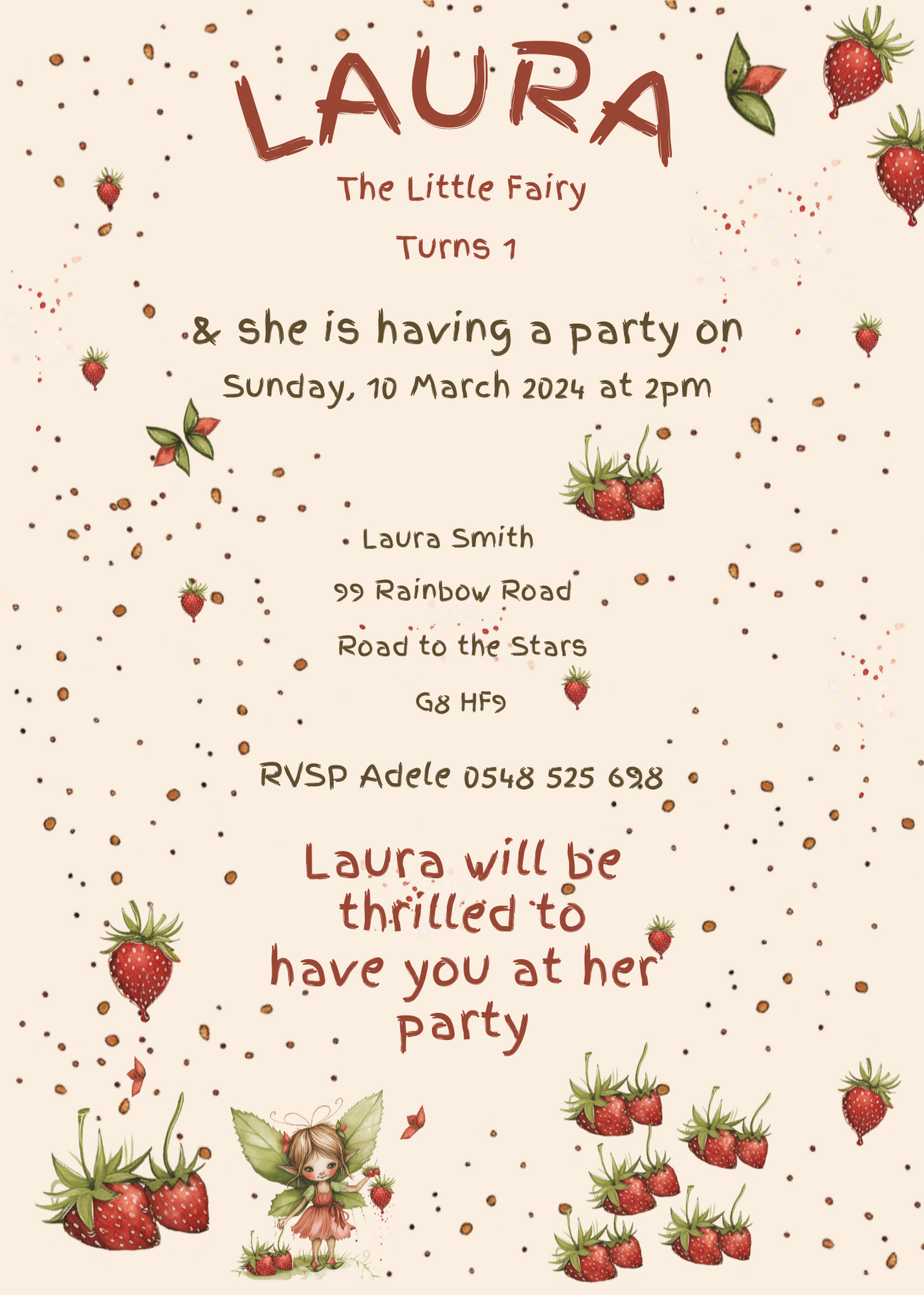 Little Fairy Custom Birthday Invite - Digital Product